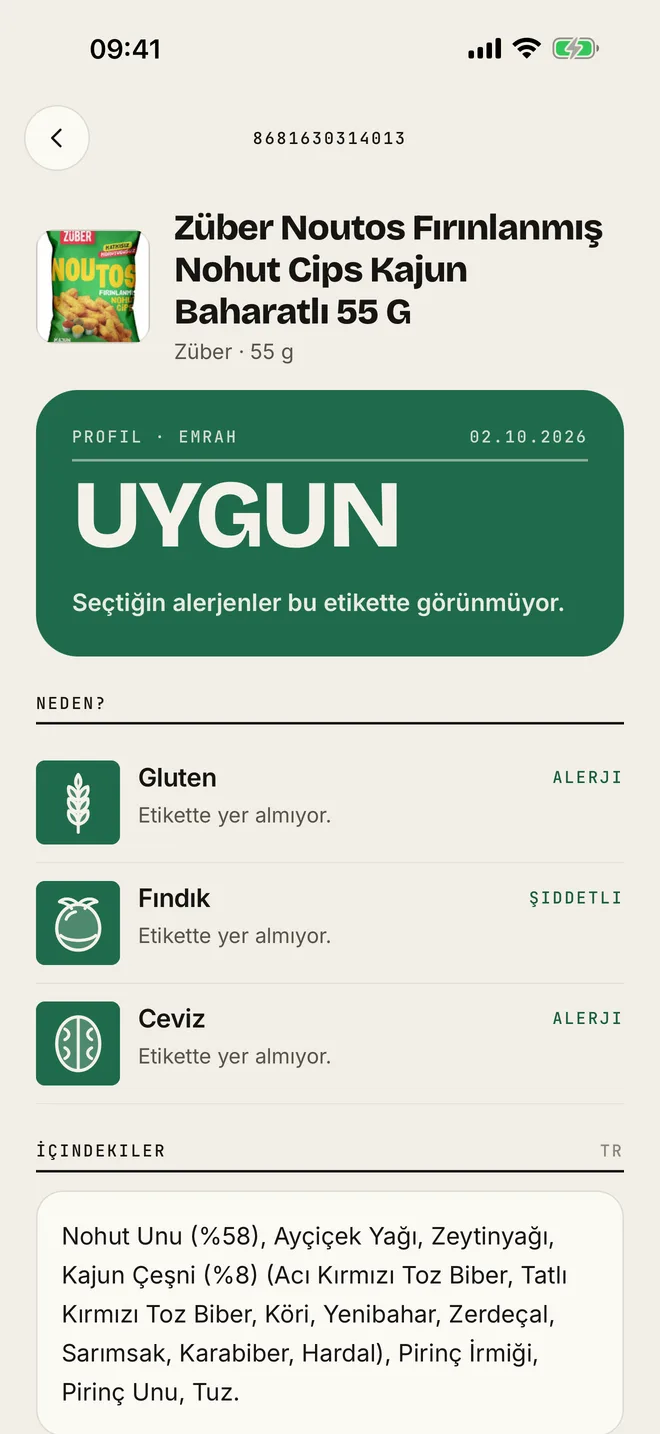 SafeFood — Kişisel Alerji Tarayıcı Mobil Uygulama