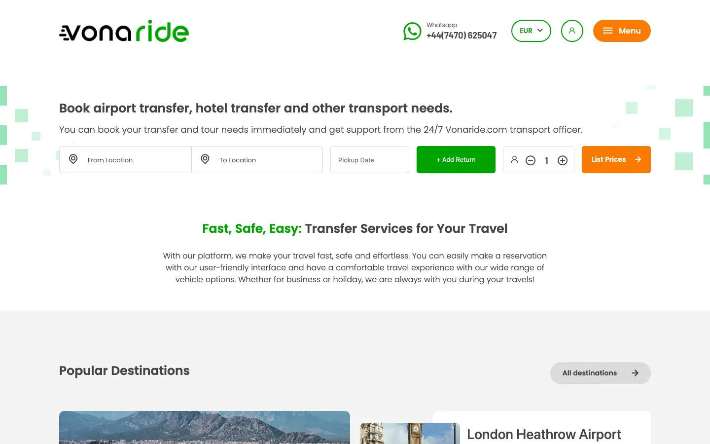 Vonaride — Global Premium Transfer Platformu